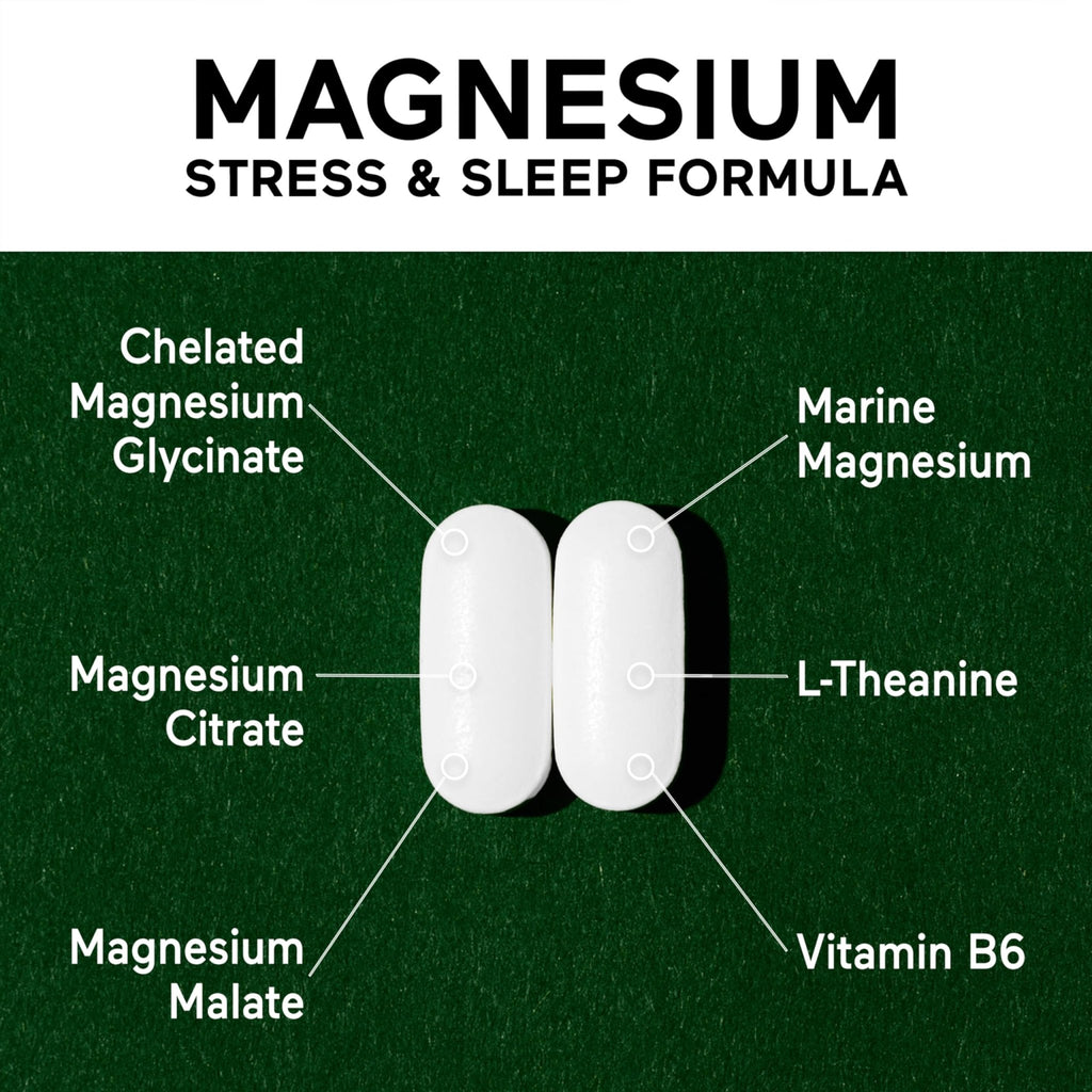 Smarter Nutrition Magnesium Complex - Chelated Magnesium Glycinate with Citrate, Malate and L-Theanine for Sleep, Muscle Relaxation and Stress Support - TrustMedUSA