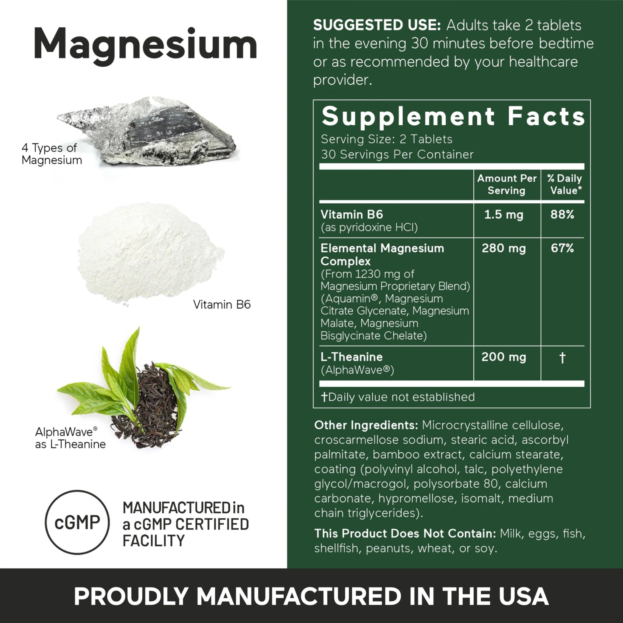 Smarter Nutrition Magnesium Complex - Chelated Magnesium Glycinate with Citrate, Malate and L-Theanine for Sleep, Muscle Relaxation and Stress Support - TrustMedUSA