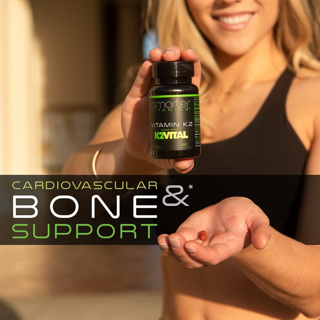 Smarter Vitamin K2 MK7 100mcg, Made with K2VITAL and Kale, 60 Liquid Softgels - Maple Wellness Supplements