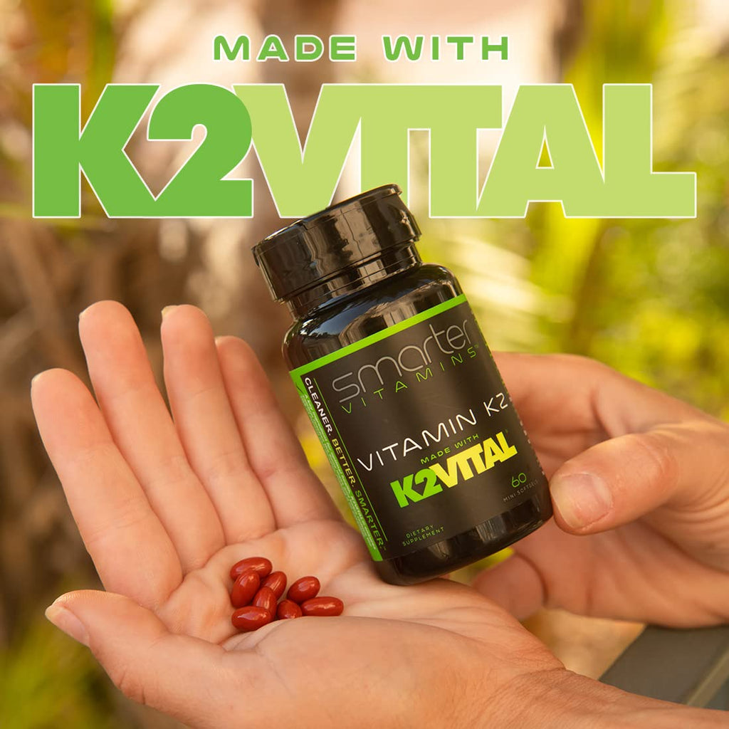 Smarter Vitamin K2 MK7 100mcg, Made with K2VITAL and Kale, 60 Liquid Softgels - Maple Wellness Supplements