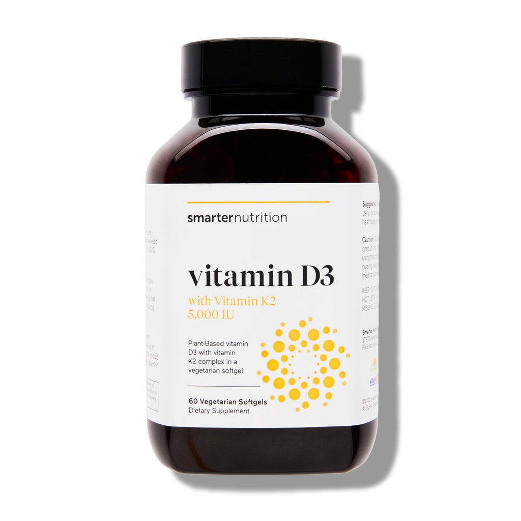SMARTERNUTRITION Vegan Vitamin D3 5000 IU + Natural Vitamin K2 1100 mcg in Organic Coconut & Olive Oil - D3 K2 Supplement for Immune & Bone Support - TrustMedUSA