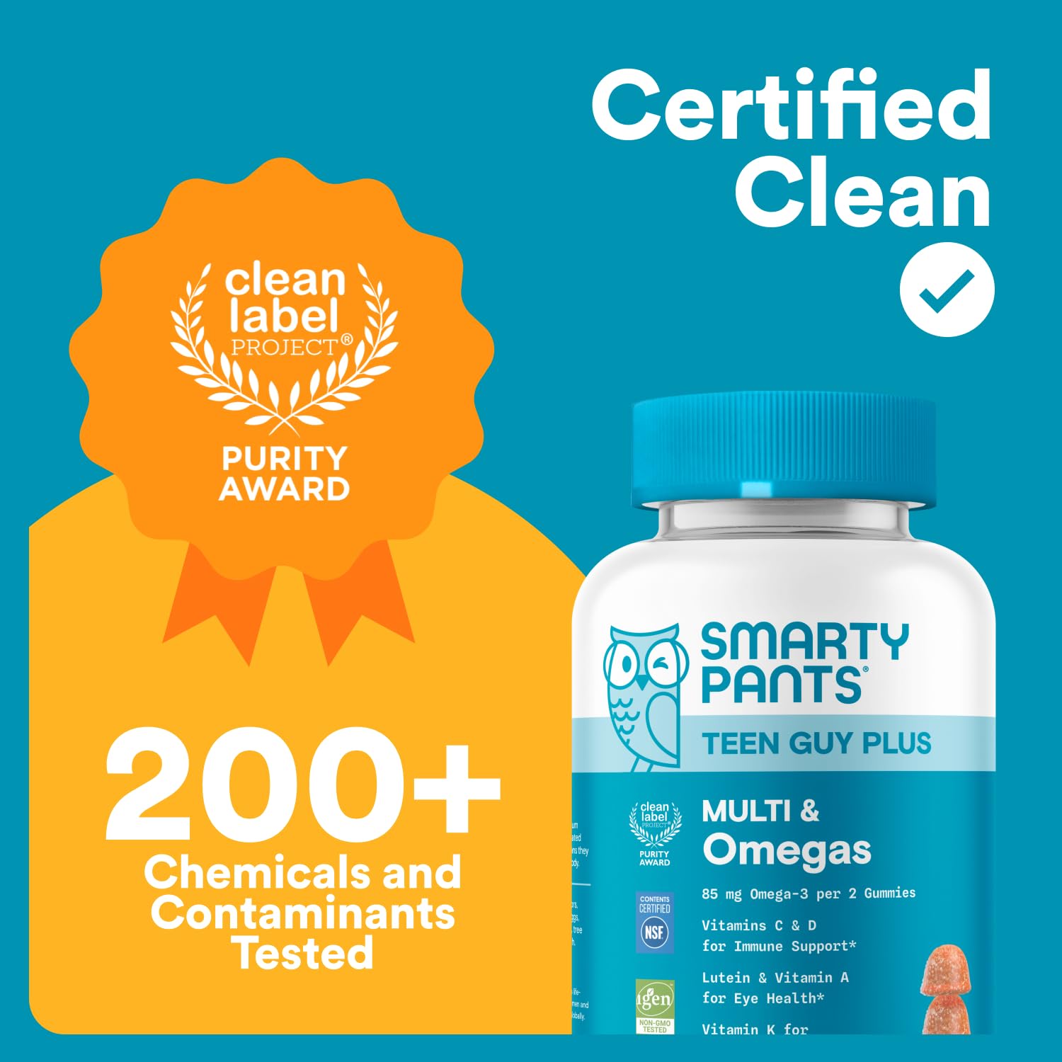 SmartyPants Teen Guy Multivitamin Gummies, Omega 3 (DHA/EPA), Vitamin D3, C, Vitamin B12, B6, A, K & Zinc, Folate, Gluten Free, Fruit Flavor, 60 Count (30 Day Supply) - TrustMedUSA