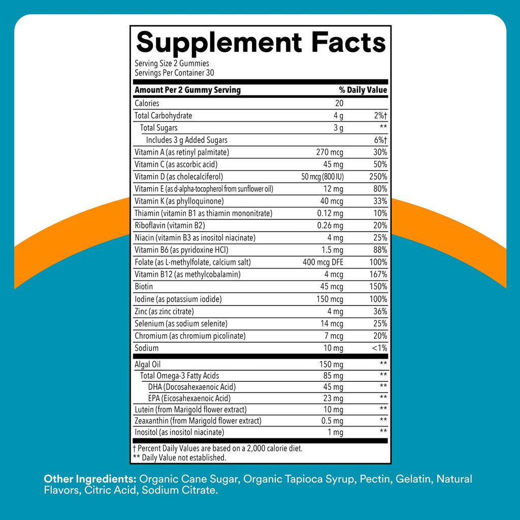 SmartyPants Teen Guy Multivitamin Gummies, Omega 3 (DHA/EPA), Vitamin D3, C, Vitamin B12, B6, A, K & Zinc, Folate, Gluten Free, Fruit Flavor, 60 Count (30 Day Supply) - TrustMedUSA