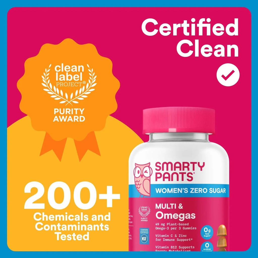 SmartyPants Zero Sugar Women’s Multivitamin Gummies: Biotin, Methylfolate, Omega 3 (ALA), Vitamin D3, C, Vitamin B12, B6, A, K, Zinc, Inositol - TrustMedUSA