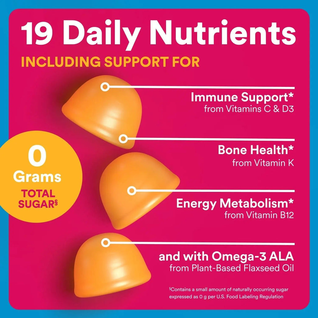 SmartyPants Zero Sugar Women’s Multivitamin Gummies: Biotin, Methylfolate, Omega 3 (ALA), Vitamin D3, C, Vitamin B12, B6, A, K, Zinc, Inositol - TrustMedUSA