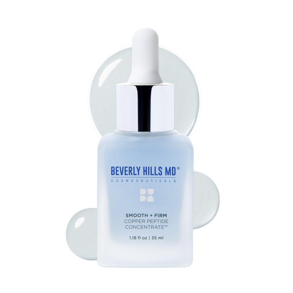 Smooth + Firm Copper Peptide Concentrate Serum for Aging Skin, Plumping Niacinamide for Tightening & Brightening, Helps Improve Elasticity, Hyperpigmentation & Dark Spots, Water Based, 1.18 Fl Oz - Maple Wellness Supplements