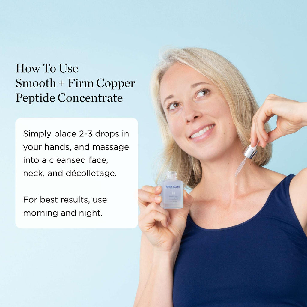 Smooth + Firm Copper Peptide Concentrate Serum for Aging Skin, Plumping Niacinamide for Tightening & Brightening, Helps Improve Elasticity, Hyperpigmentation & Dark Spots, Water Based, 1.18 Fl Oz - Maple Wellness Supplements