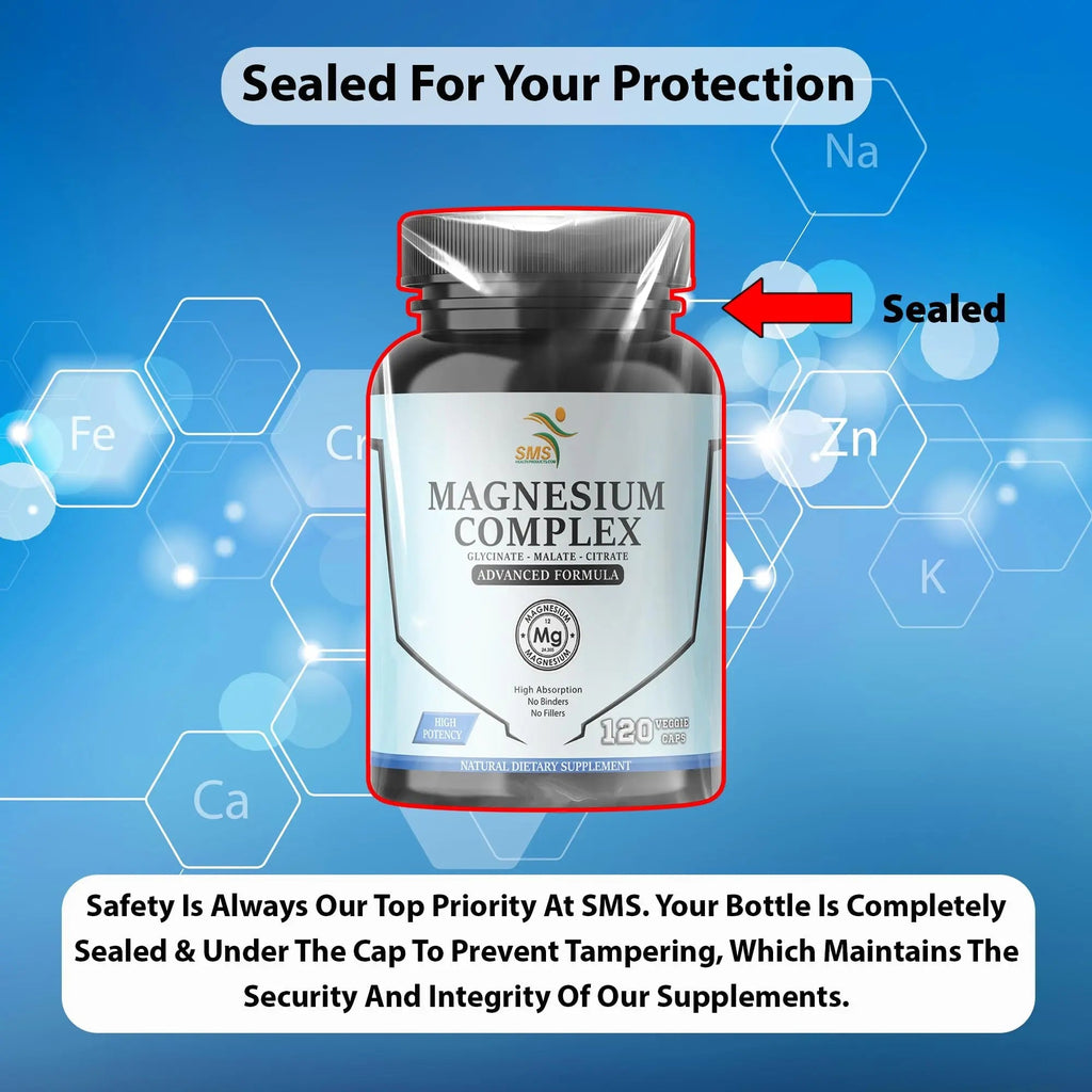 SMSHEALTHPRODUCTS.com Magnesium Complex | 470mg of Magnesium Glycinate, Malate, & Citrate for Muscles, Nerves, & Energy | High Absorption | Vegan, Non-GMO | 120 Capsules - TrustMedUSA