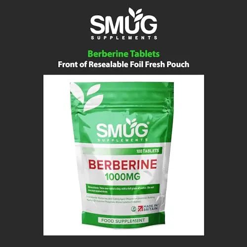 SMUG Supplements Berberine Tablets - 100 High Strength 1000mg Pills - Can Promote - TrustMedUSA