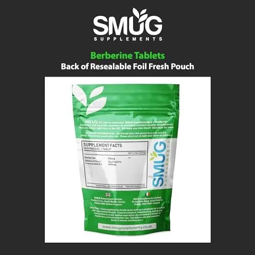 SMUG Supplements Berberine Tablets - 100 High Strength 1000mg Pills - Can Promote - TrustMedUSA