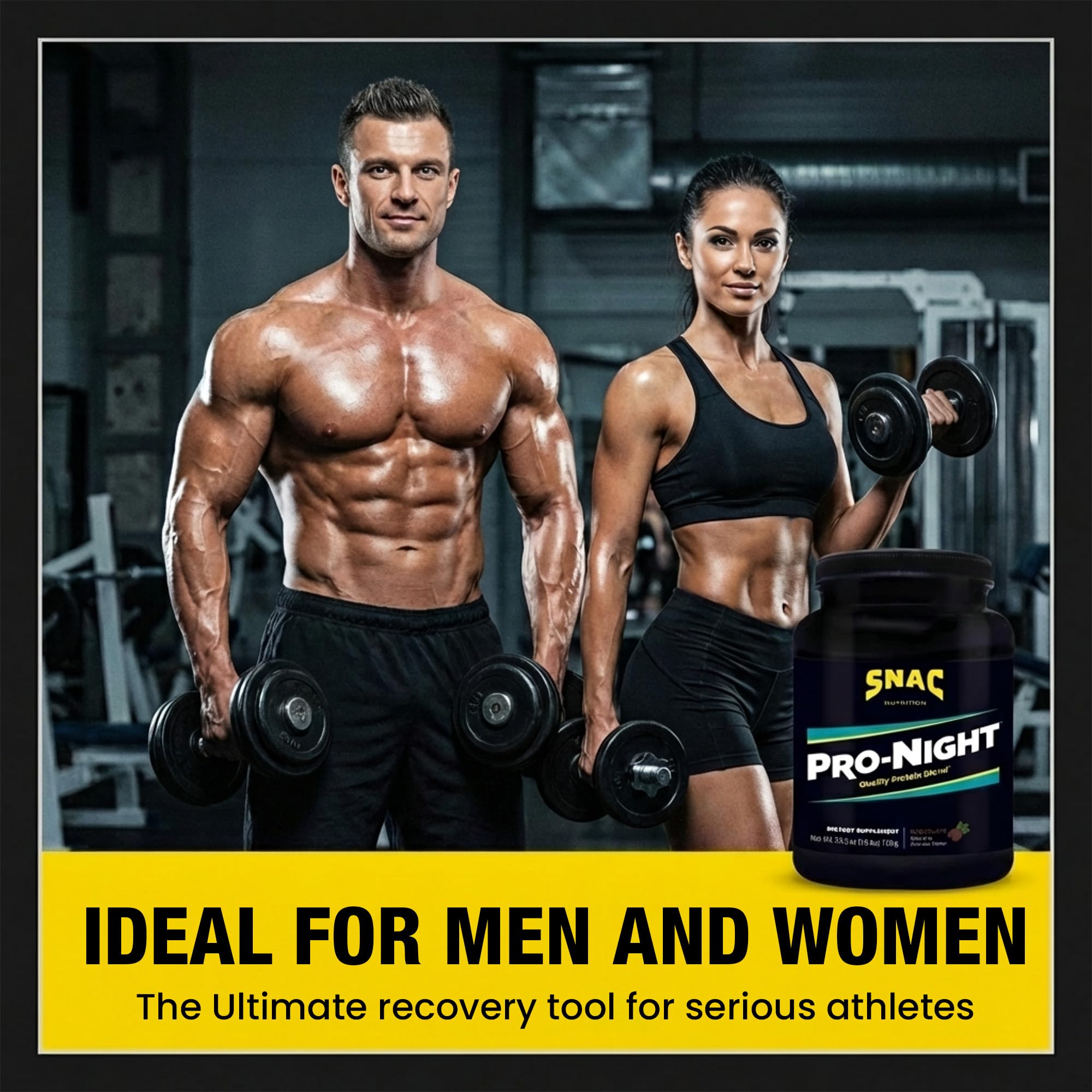 SNAC Pro-Night Protein Powder Blend - Quality Protein Powder for Men and Women, Nighttime Recovery, High Protein Supplement, Supports Muscle Repair, 26g Protein per Serving, Chocolate Flavor, 1.6 lbs - TrustMedUSA
