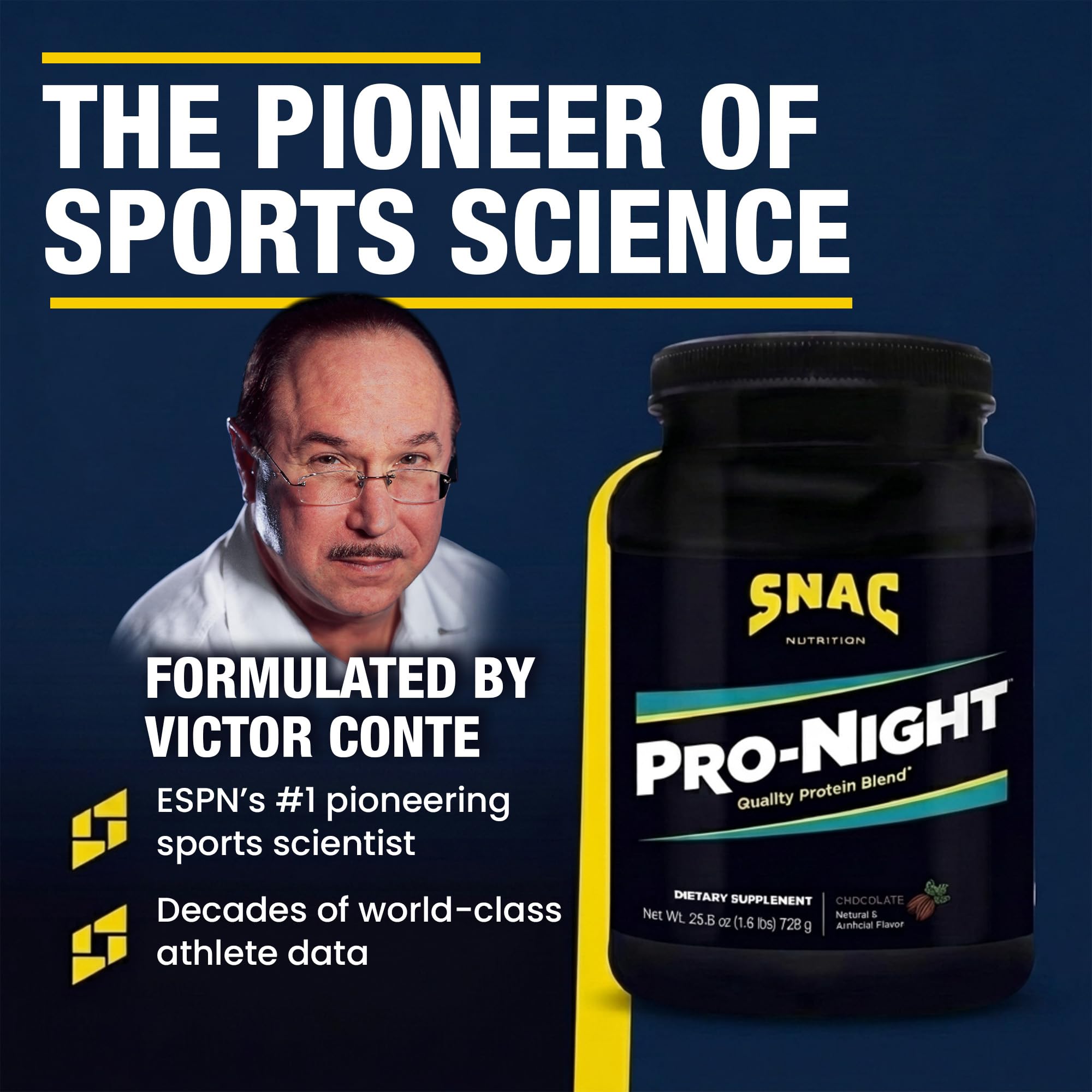 SNAC Pro-Night Protein Powder Blend - Quality Protein Powder for Men and Women, Nighttime Recovery, High Protein Supplement, Supports Muscle Repair, 26g Protein per Serving, Chocolate Flavor, 1.6 lbs - TrustMedUSA