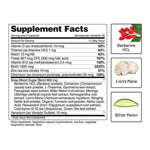 Snap Supplements Blood Sugar Blend - Support Healthy Blood Sugar, 60 Capsules - TrustMedUSA
