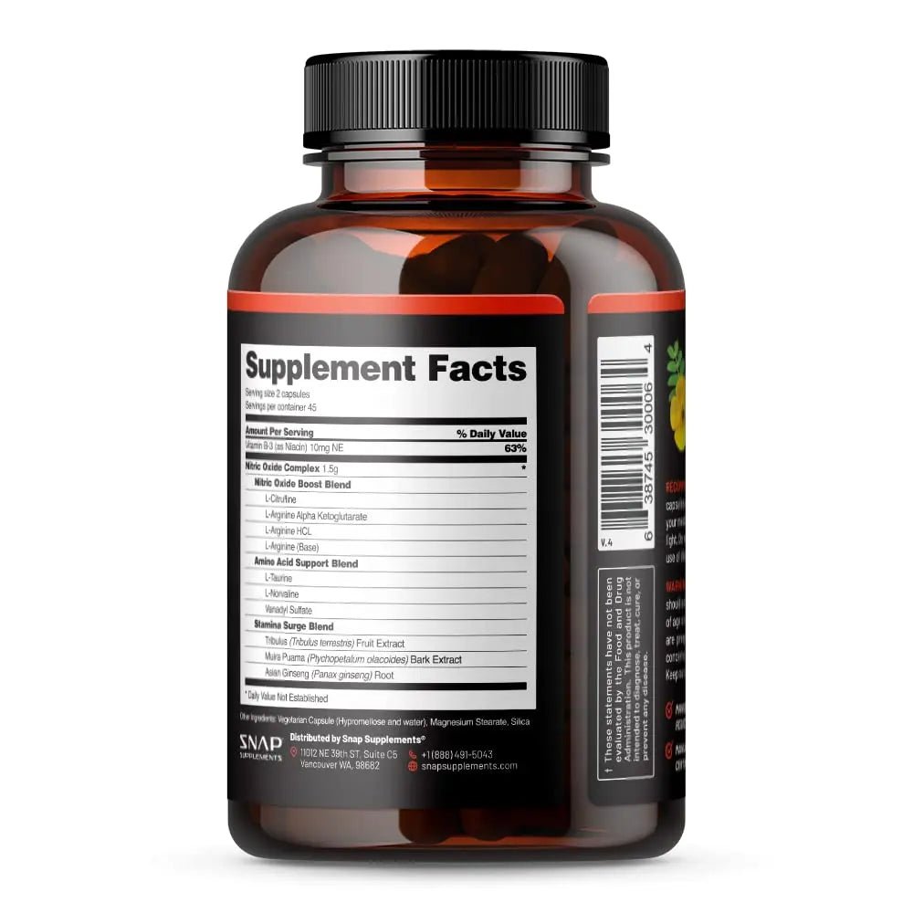 Snap Supplements Nitric Oxide Booster, Nitric Oxide Supplement for Blood Circulation - TrustMedUSA