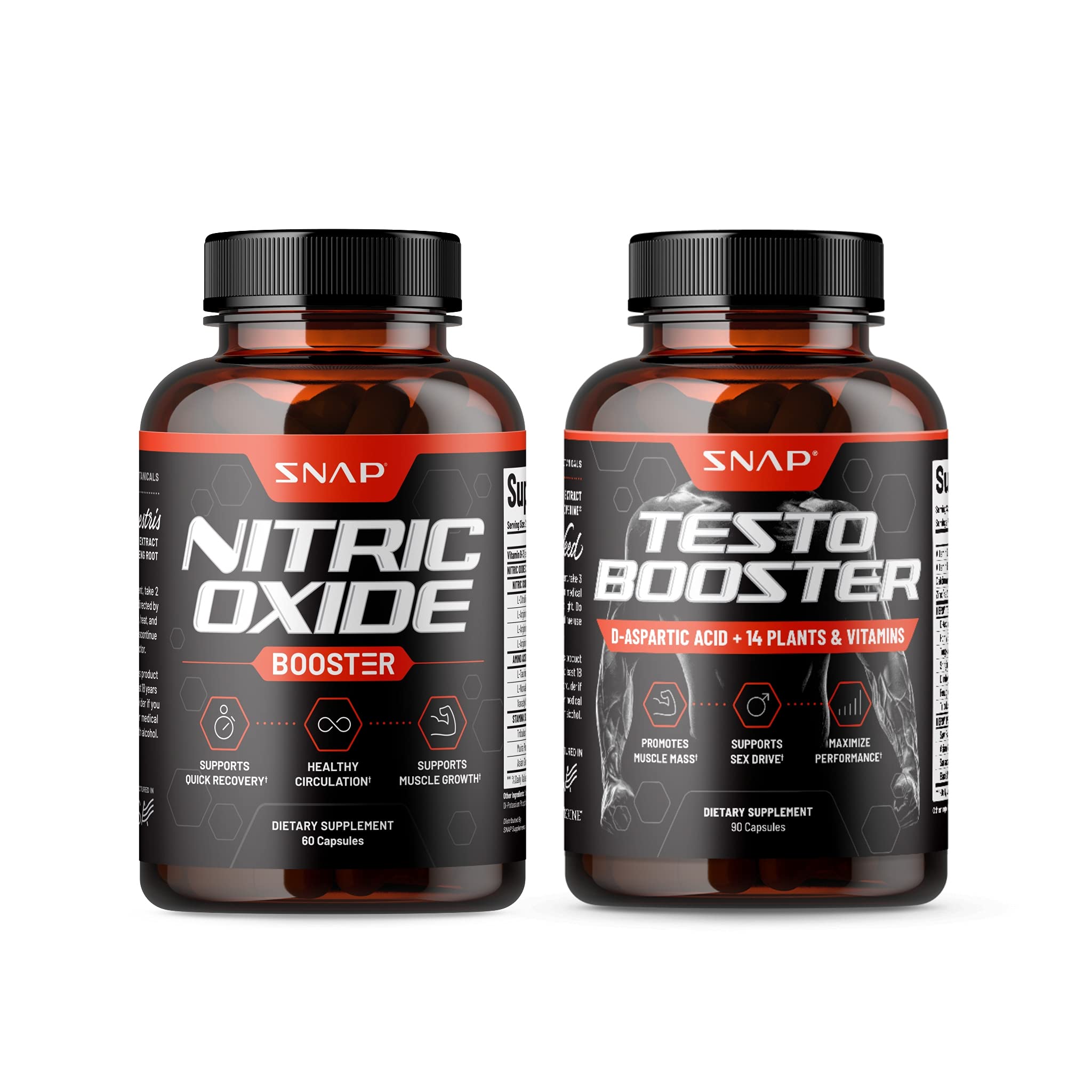 Snap Supplements Nitric Oxide + Testo Booster (2 Products) - TrustMedUSA