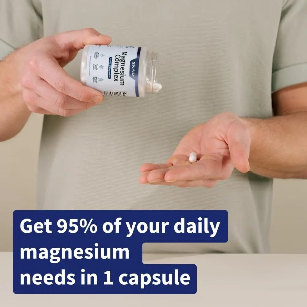 Snap Triple Magnesium Complex for Women & Men for Sleep & Muscle Support – 400mg, 3-in-1 Magnesium Supplement – Bisglycinate, Citrate & Oxide – Chelated for High-Absorption, 60 Vegetarian Capsules - TrustMedUSA