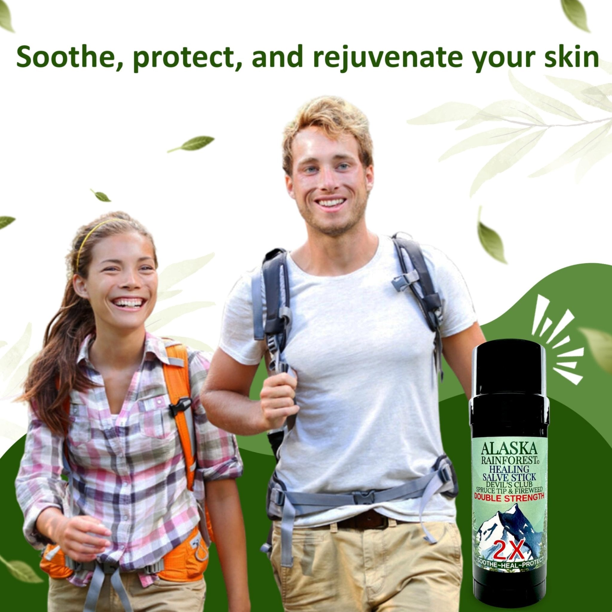 Snowy Summit Alaska Rainforest 2X Salve Stick - Salve for Dry Skin & Joint Relief - Natural Salve for Soothing Skin with Gentle Aroma - Body & Hand Salve - Muscle Rub Alaskan Devil’s Club Oil - TrustMedUSA