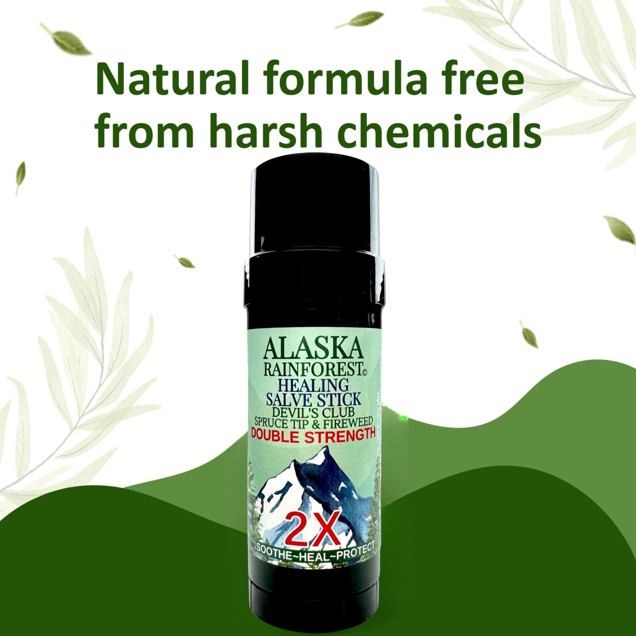 Snowy Summit Alaska Rainforest 2X Salve Stick - Salve for Dry Skin & Joint Relief - Natural Salve for Soothing Skin with Gentle Aroma - Body & Hand Salve - Muscle Rub Alaskan Devil’s Club Oil - TrustMedUSA