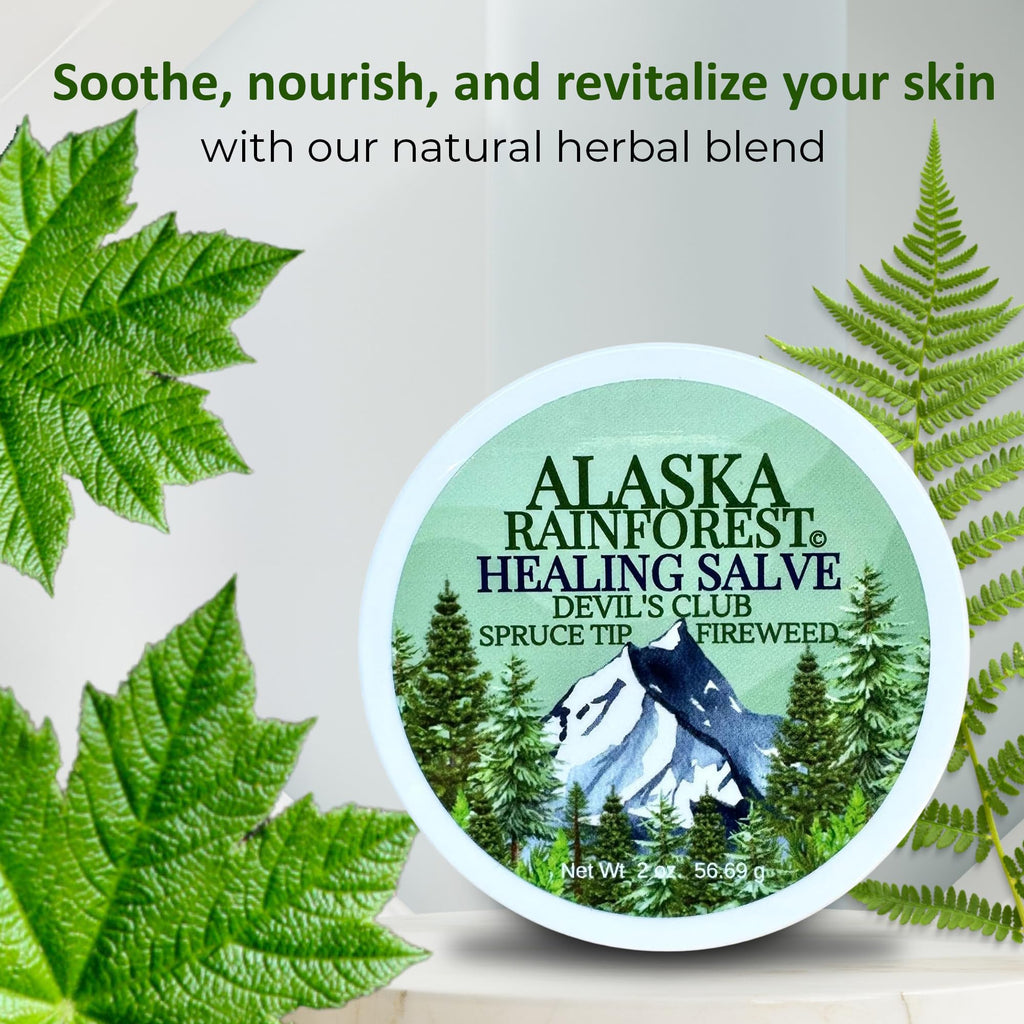 Snowy Summit Alaska Rainforest Salve - Herbal Salve for Dry Skin & Joint Relief - Natural Super Salve for Soothing Skin with Gentle Aroma - Body & Hand Salve - Muscle Rub with Alaskan Devil’s Club Oil - TrustMedUSA