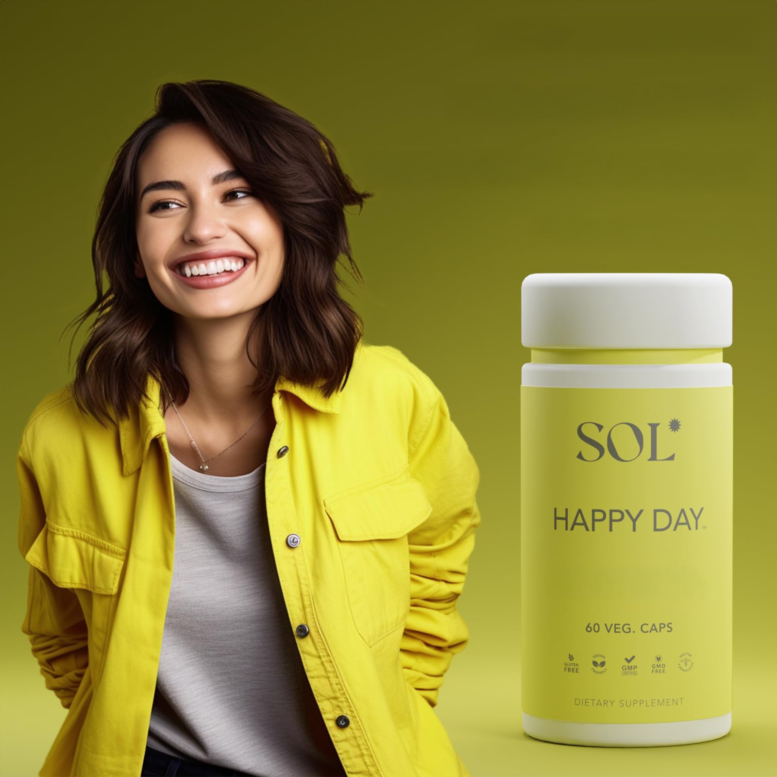 Sol Nutrition Happy Day Supplement: Combining The Natural Herbal Properties of Collective Happiness Bark, Astragalus, and Gingko Biloba to Support a Healthy Lifestyle - 60 Easy to Swallow Capsules - TrustMedUSA