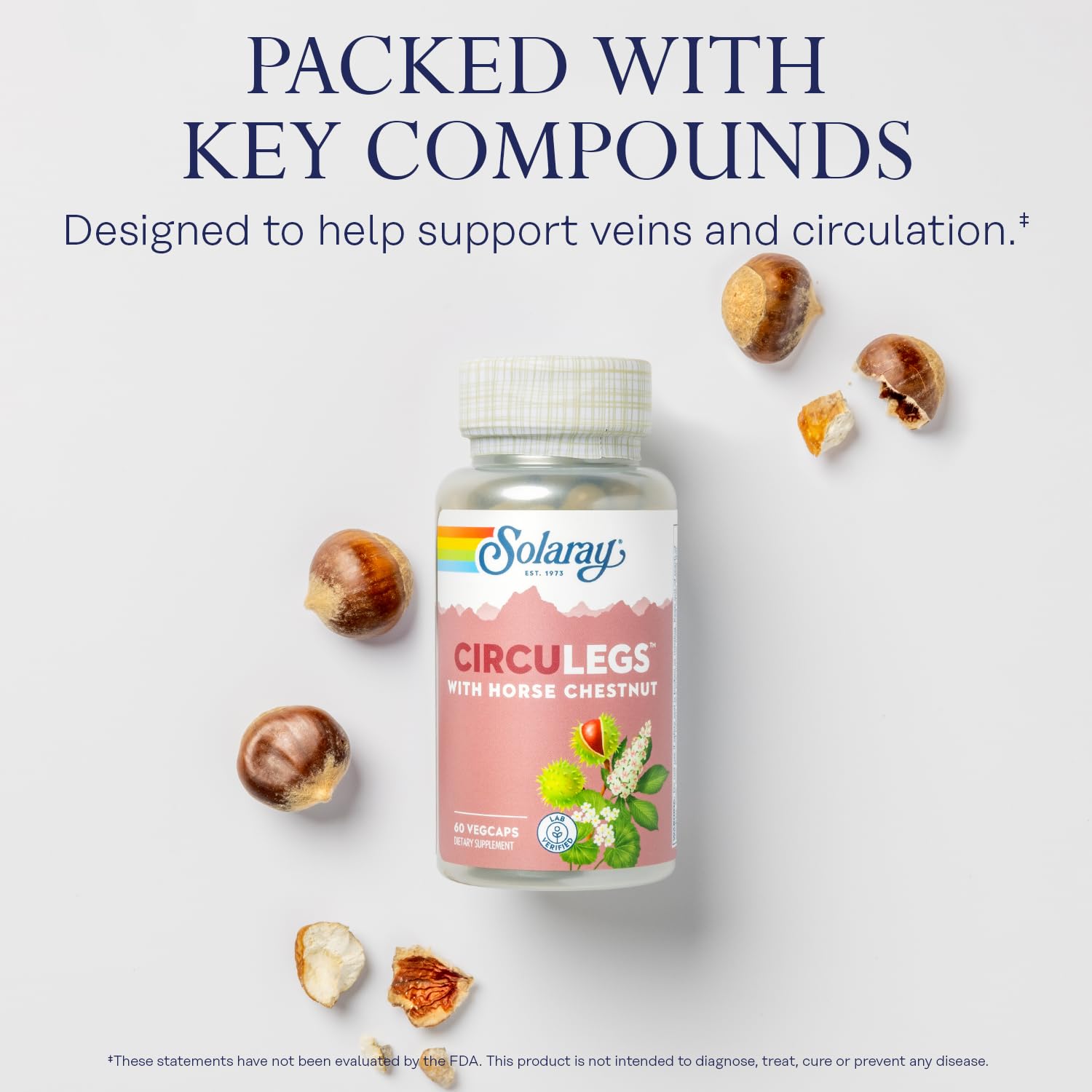 SOLARAY Circulegs - Herbal Supplements for Wellness Support w/Horse Chestnut Extract and Vitamin C, Plus Gotu Kola, Flavonoids, Hesperidin Blend - Vegan, Gluten Free, 60-Day Guarantee - 30 Servings - TrustMedUSA