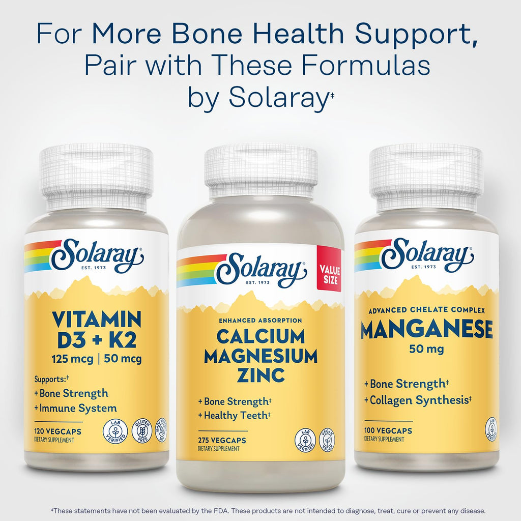 SOLARAY Manganese Supplement 50 mg - Essential Trace Minerals - Advanced Trace Mineral Supplements for Bone Strength and Bone Health Support - Lab Verified, 60-Day Guarantee, 100 Servings, 100 VegCaps - TrustMedUSA