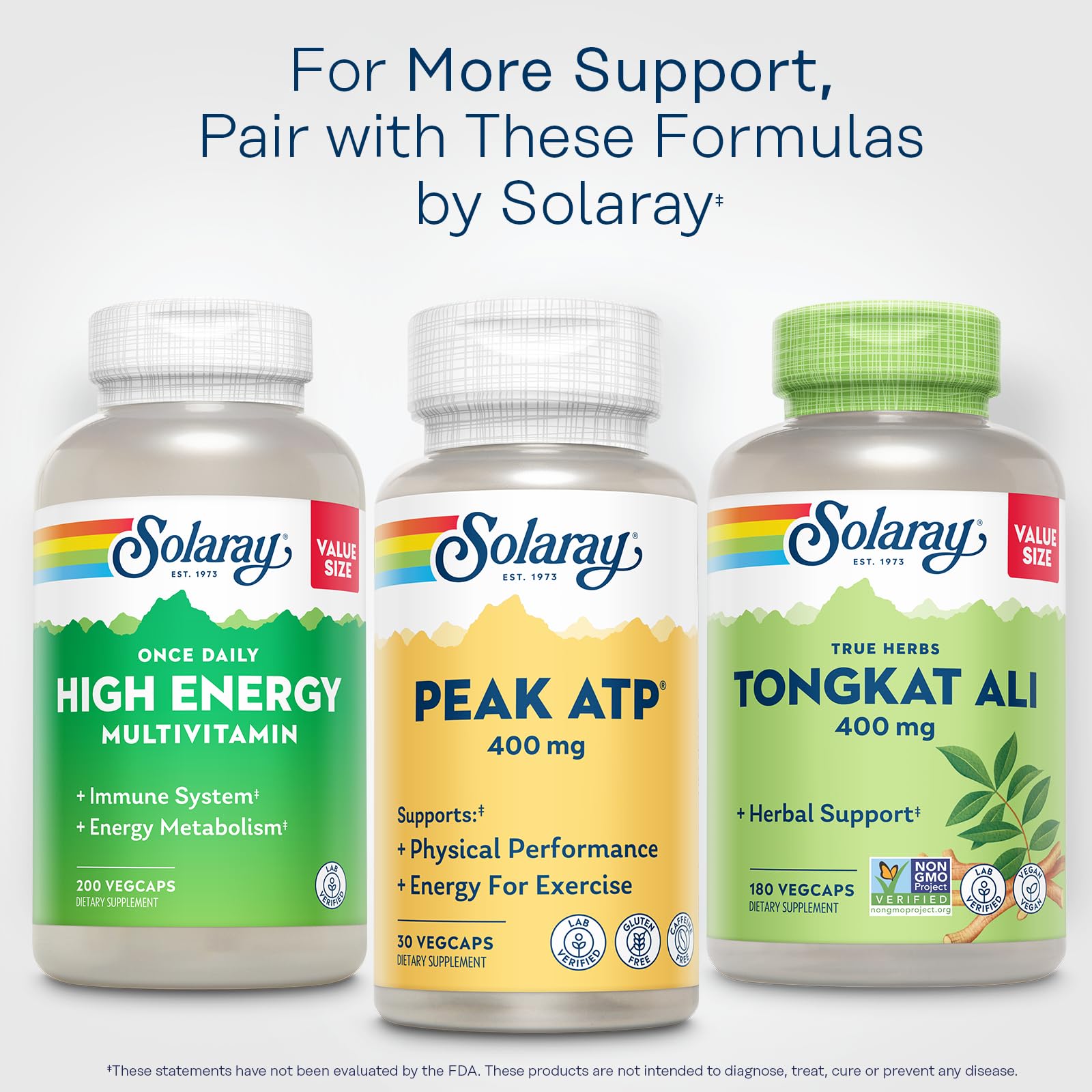 SOLARAY Peak ATP 400 mg - Physical Performance and Exercise Energy Supplements - Stim Free Pre Workout Pills - No Caffeine or Gluten - Lab Verified - 60-Day Guarantee - 30 Servings, 30 VegCaps - TrustMedUSA