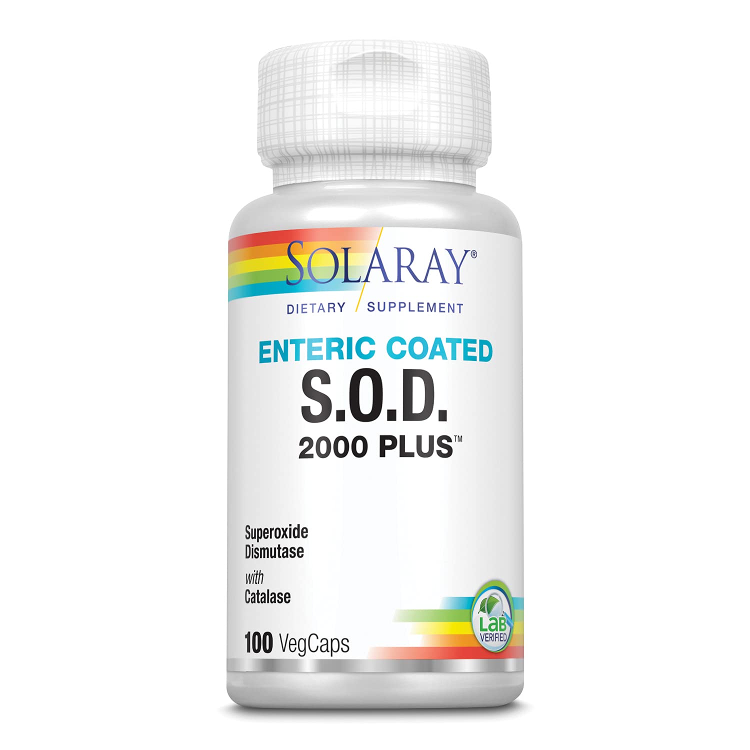 SOLARAY S.O.D. 2000 Plus - Superoxide Dismutase (SOD) and Catalase Antioxidant Supplement, Wellness Support - w/Green Tea Extract, Calcium, Rosemary, Grape Seed Extract, 60-Day Guarantee, 100 Servings - TrustMedUSA