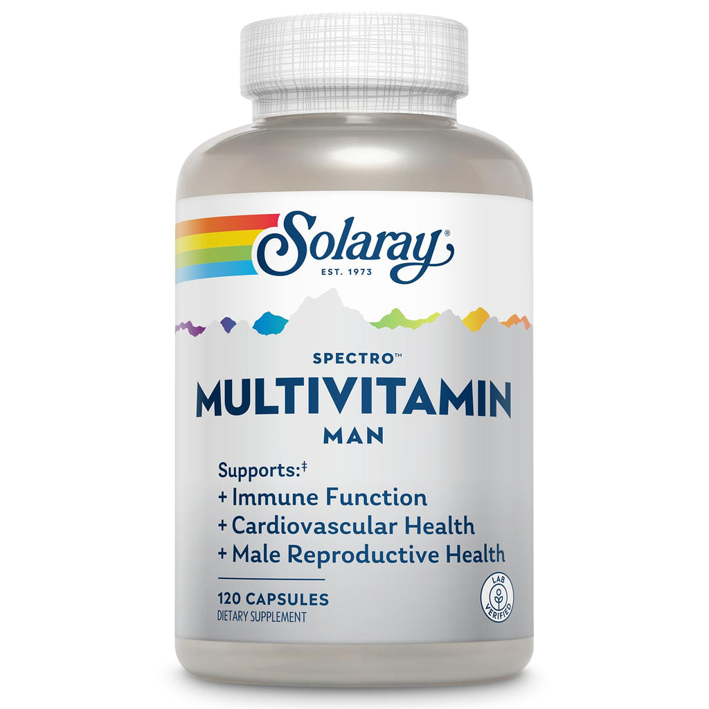 SOLARAY Spectro Multivitamin for Men - Cellular Energy, Heart Health, Immune Support - 45 Vitamins and Minerals w/Vitamin A, Vitamin C, D, Zinc, Digestive Enzymes, CoQ10, 60-Day Guarantee, 30 Serv. - TrustMedUSA