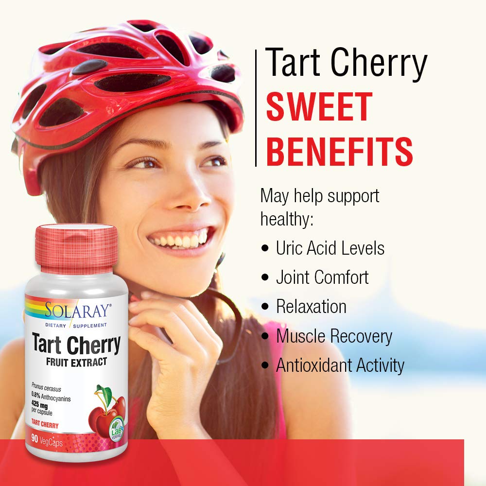 Solaray Tart Cherry Fruit Extract 850 mg - Tart Cherry Supplement with Antioxidants, Fruit Juice Extract with Flavonoids - 90 VegCaps - TrustMedUSA