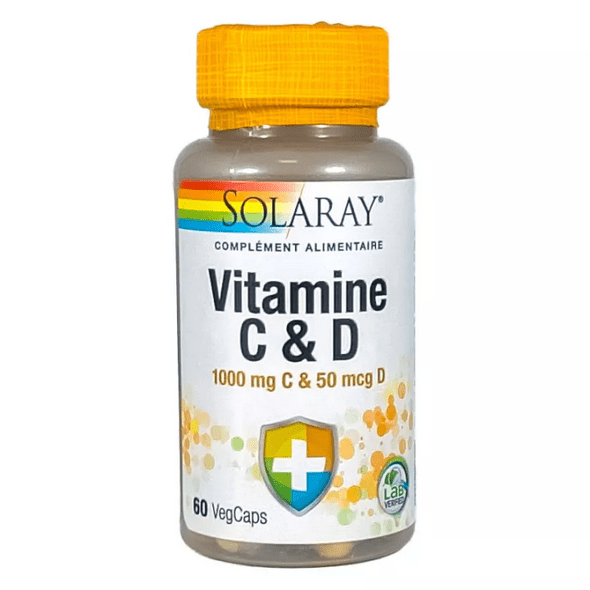 Solaray Vitamin C 1000 mg & D 50 µg 60 vegetarian capsules - TrustMedUSA