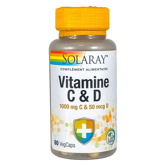 Solaray Vitamin C 1000 mg & D 50 mcg 60 vegetable capsules - TrustMedUSA