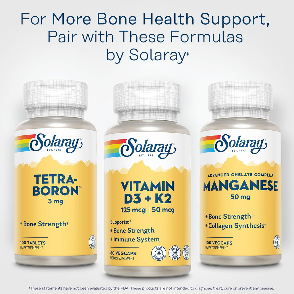 SOLARAY Vitamin D3 K2, K2 D3 Vitamin Supplement for Calcium Absorption, Bone Strength, Cardiovascular & Immune Function Support, Made Without Soy, 60-Day Guarantee, 60 Servings, 60 VegCaps - Maple Wellness Supplements