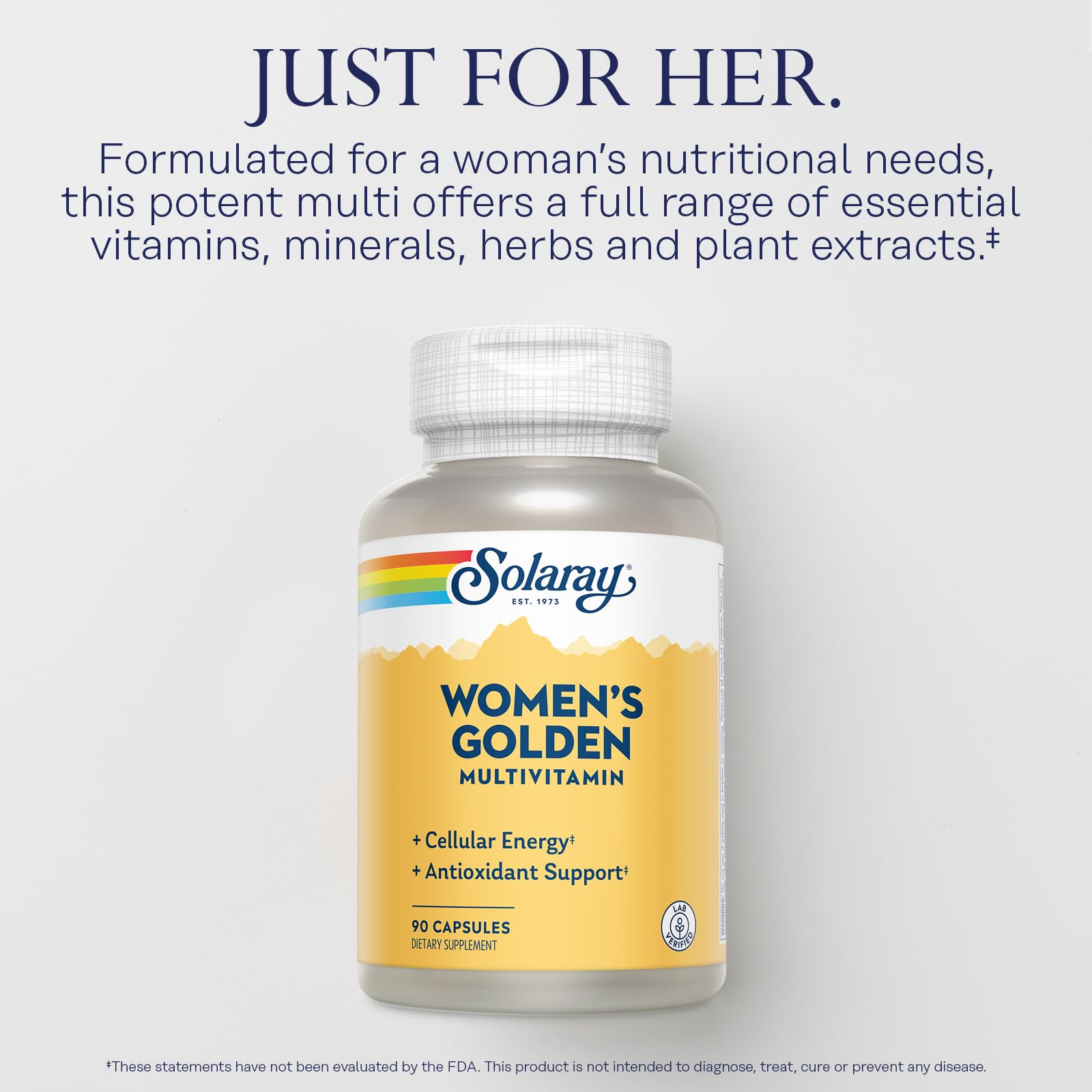 SOLARAY Women's Golden Multivitamin Supplement - Daily Wellness Vitamins for Women, Nutrient Rich, Cellular Energy Support Caps, Complex with Vitamins A, C, D, & E, Biotin, Calcium & More- 90 Capsules - TrustMedUSA