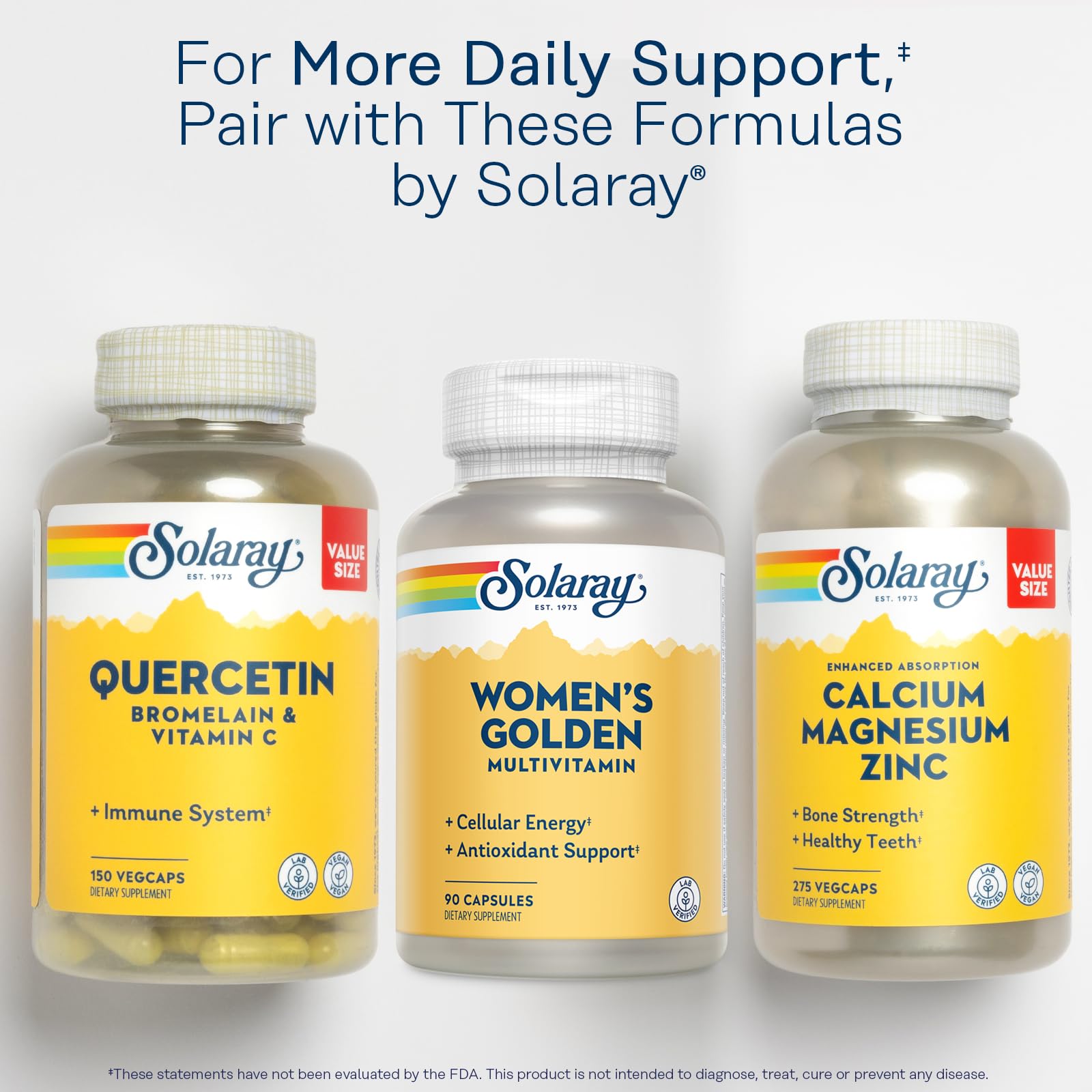 SOLARAY Women's Golden Multivitamin Supplement - Daily Wellness Vitamins for Women, Nutrient Rich, Cellular Energy Support Caps, Complex with Vitamins A, C, D, & E, Biotin, Calcium & More- 90 Capsules - TrustMedUSA