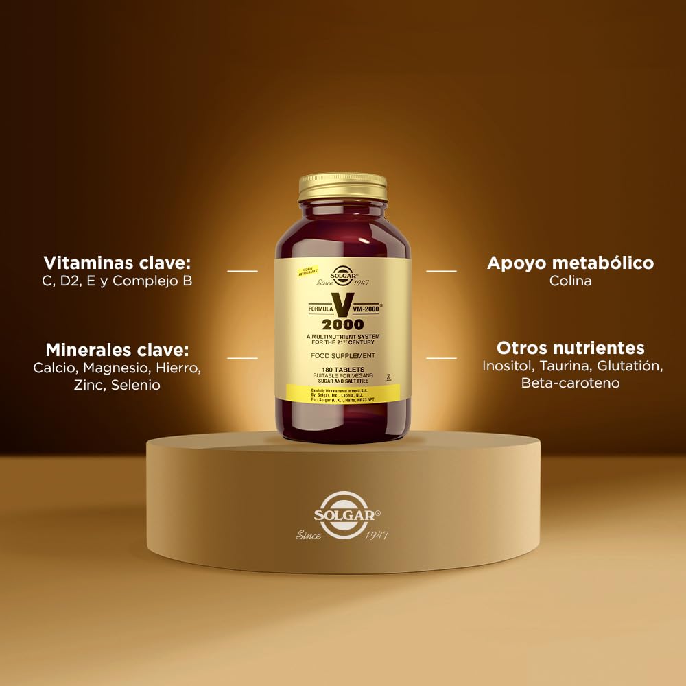 Solgar Formula VM-2000 (Multinutrient System), 180 Tablets - Premium Quality Multiple - Contains Zinc - Supports A Healthy Immune System - Vegan, Dairy Free, Kosher - 90 Servings - TrustMedUSA