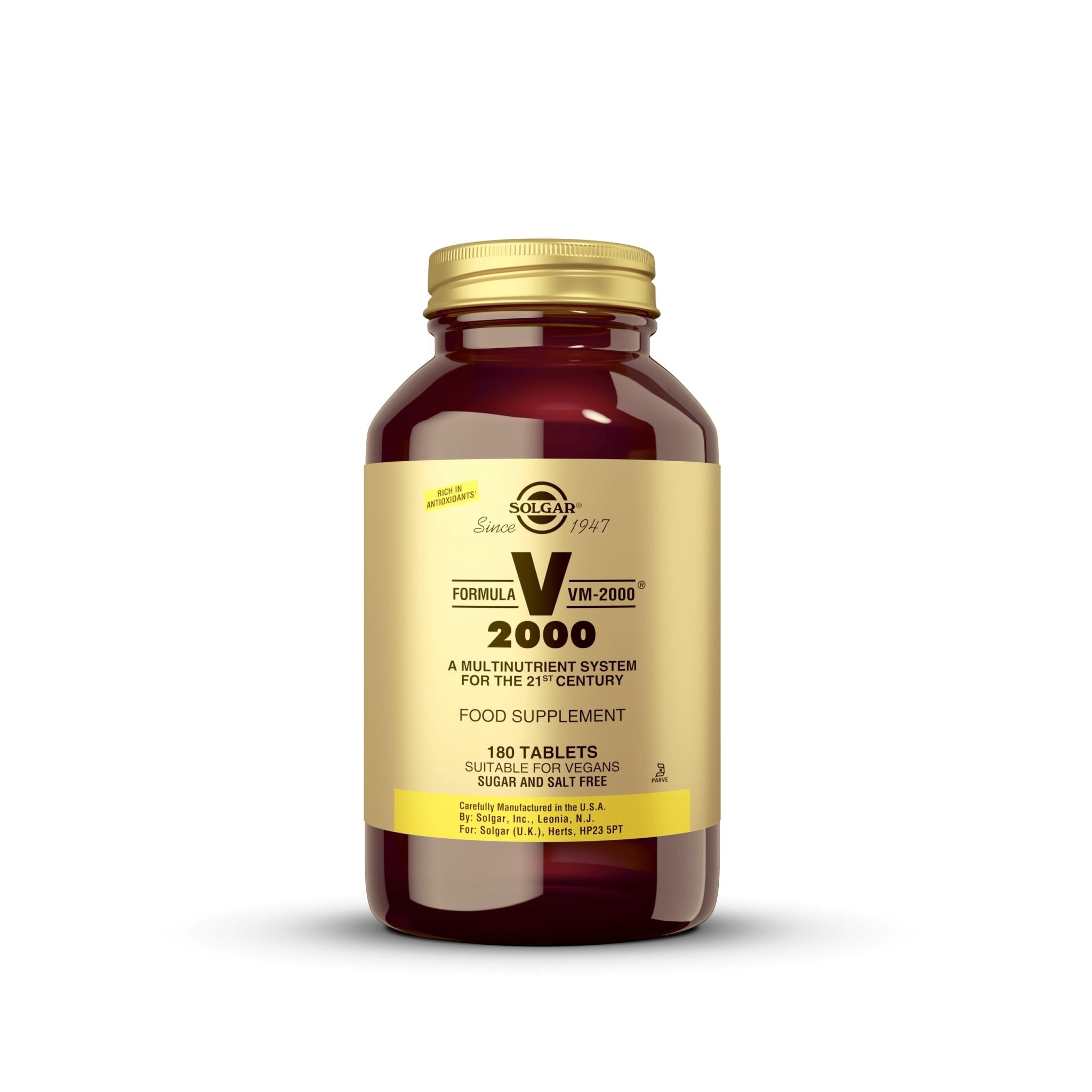 Solgar Formula VM-2000 (Multinutrient System), 180 Tablets - Premium Quality Multiple - Contains Zinc - Supports A Healthy Immune System - Vegan, Dairy Free, Kosher - 90 Servings - TrustMedUSA