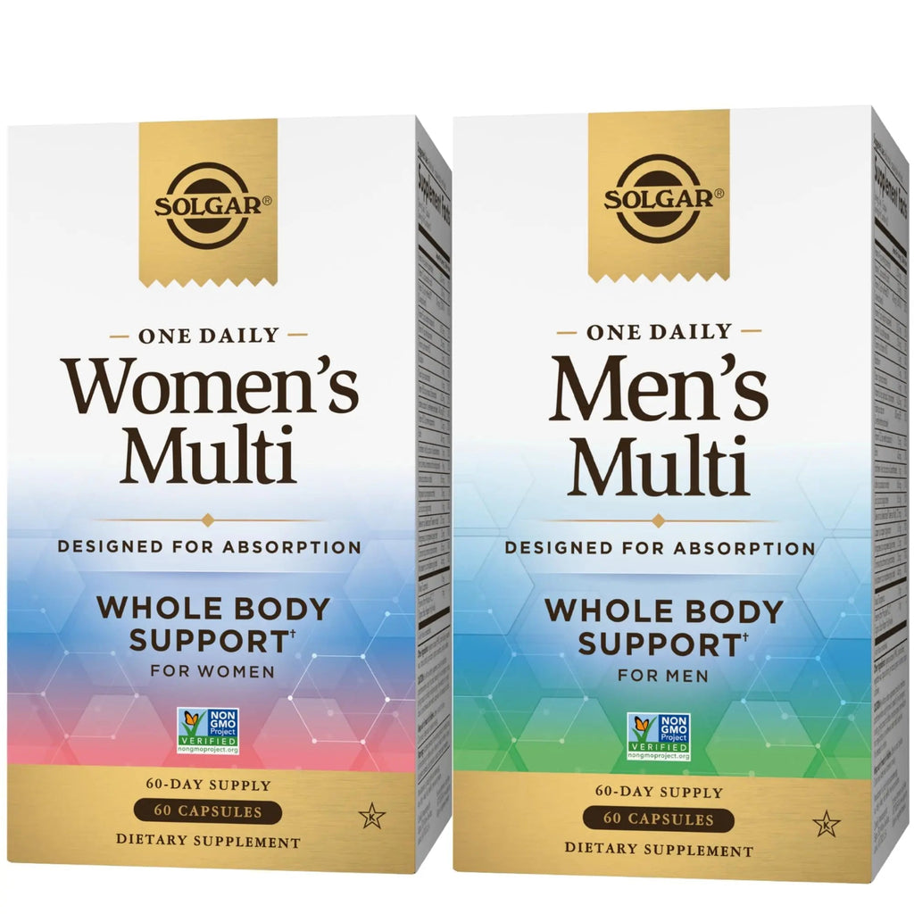 SOLGAR One a Day Women & Mens Bundle:Daily Women's Multi Whole Body Support, 60 Servings + Daily Men's Multivitamin Whole Body Support Supplement, 60 Servings - TrustMedUSA