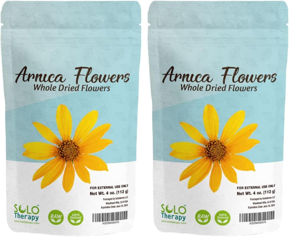 Solo Therapy Arnica Dried Whole Flowers 4 oz, Heterotheca Inuloides, Flores De Arnica Secas, Product from México, Packaged in The USA (Pack of 2) - TrustMedUSA