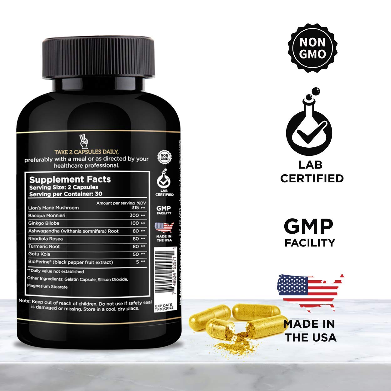 SOLOMON WISDOM Brain Booster – Nootropic Dietary Supplement for Memory Boost – 60 All-Natural Capsules to Enhance Focus & Improve Concentration & Clarity - TrustMedUSA