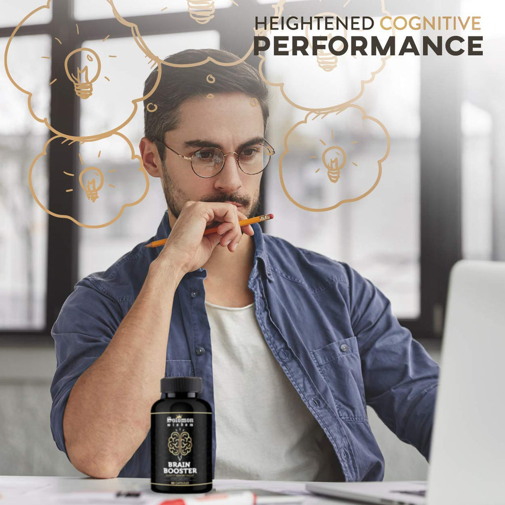SOLOMON WISDOM Brain Booster – Nootropic Dietary Supplement for Memory Boost – 60 All-Natural Capsules to Enhance Focus & Improve Concentration & Clarity - TrustMedUSA