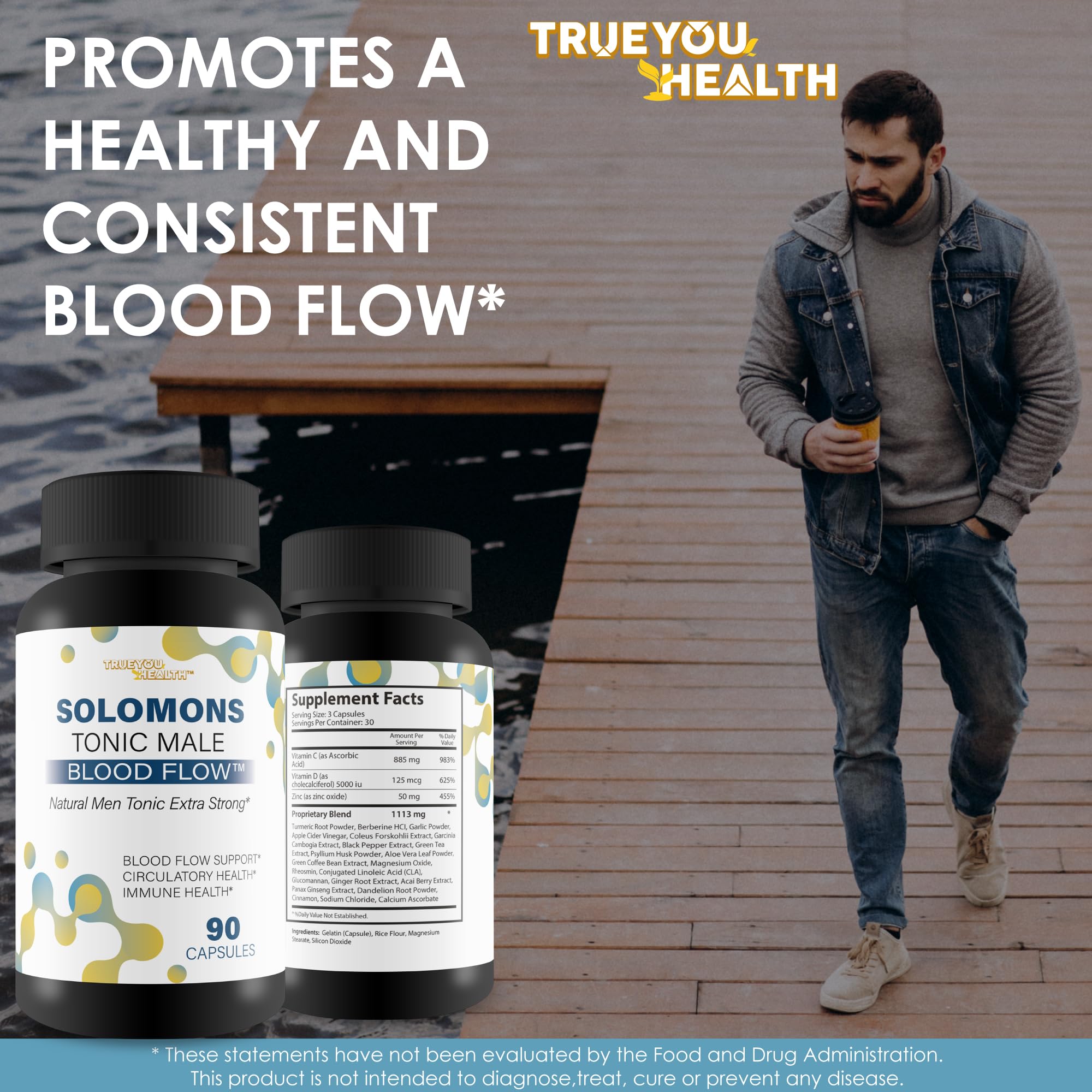 Solomons Tonic - Our Best Mens Blood Flow Supplement - Good Blood Flow Support - Male Blood Flow Capsules - Max Blood Flow Pills - Blood Circulation Supplements for Men - Male Blood Circulation Pills - TrustMedUSA