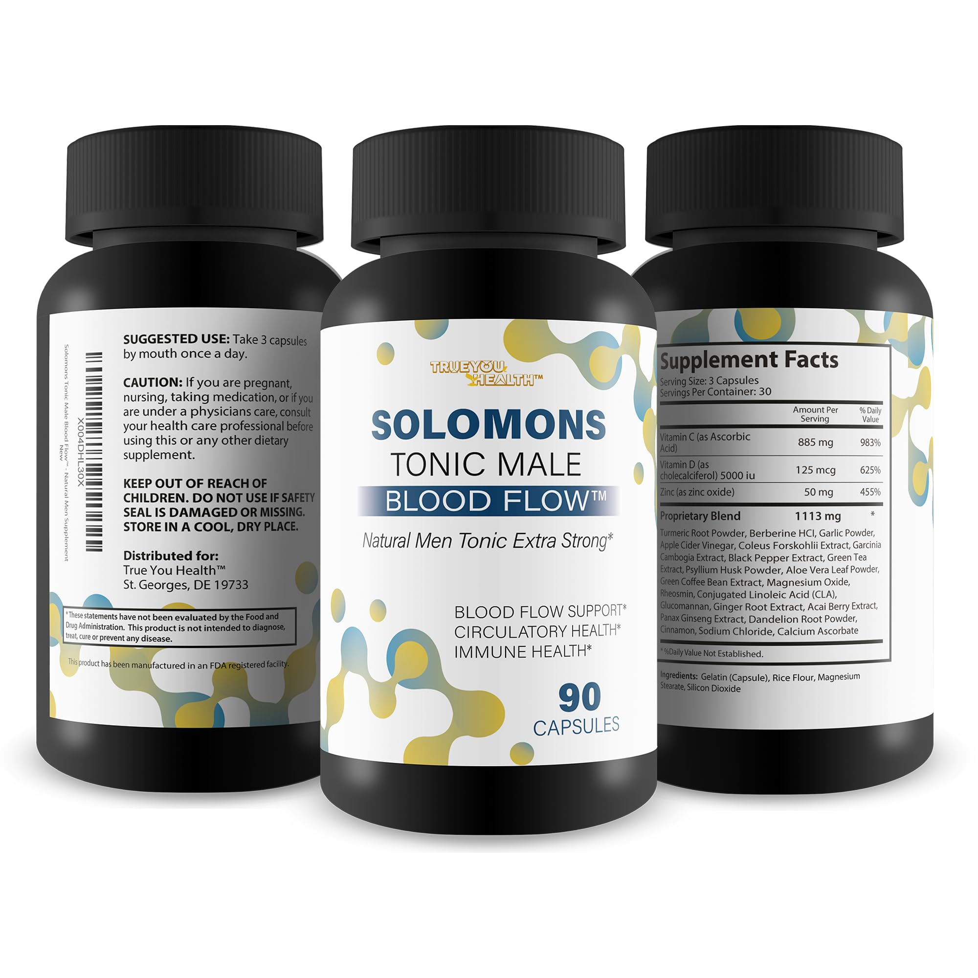 Solomons Tonic - Our Best Mens Blood Flow Supplement - Good Blood Flow Support - Male Blood Flow Capsules - Max Blood Flow Pills - Blood Circulation Supplements for Men - Male Blood Circulation Pills - TrustMedUSA