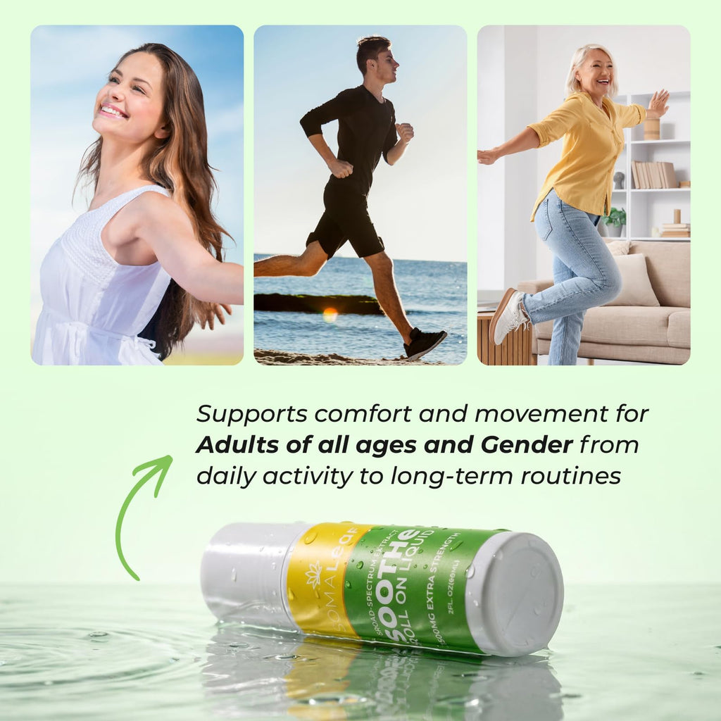 SomaLeaf Soothe Roll-On, 1500 MG, Extra Strength, Natural Comfort for Muscles, Hips, Joints, Neck, Back, Elbows, Fingers, Hands, and Knees - TrustMedUSA