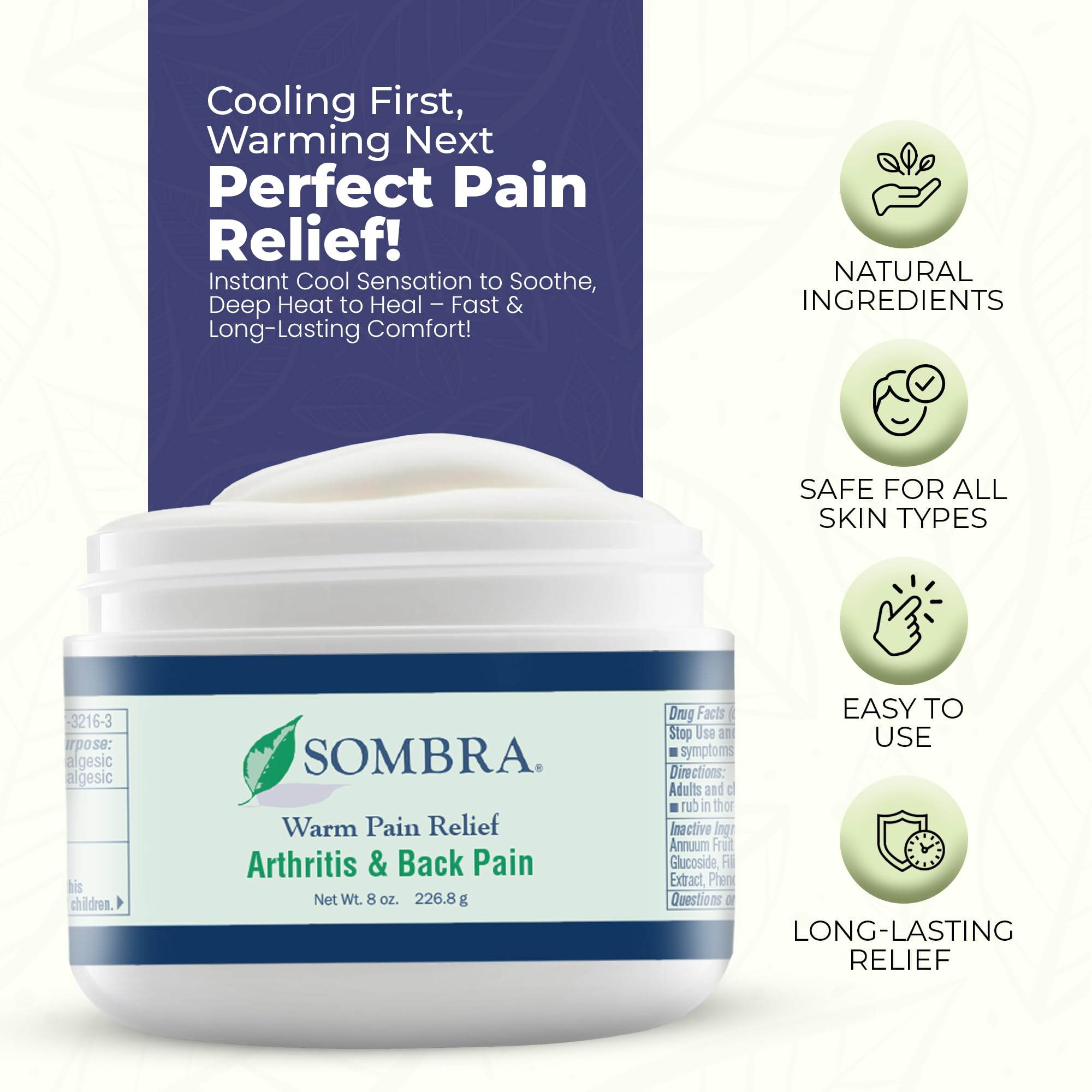 Sombra Warm Pain Relief Gel, Warm Relief for Arthritis and Chronic Pain Pre-Workout Muscle Rub Vegan Formula Free of Artificial Fragrances, Dyes, NSAIDs, Wax, Petroleum, Alcohol - 8oz (2 Pack) - TrustMedUSA