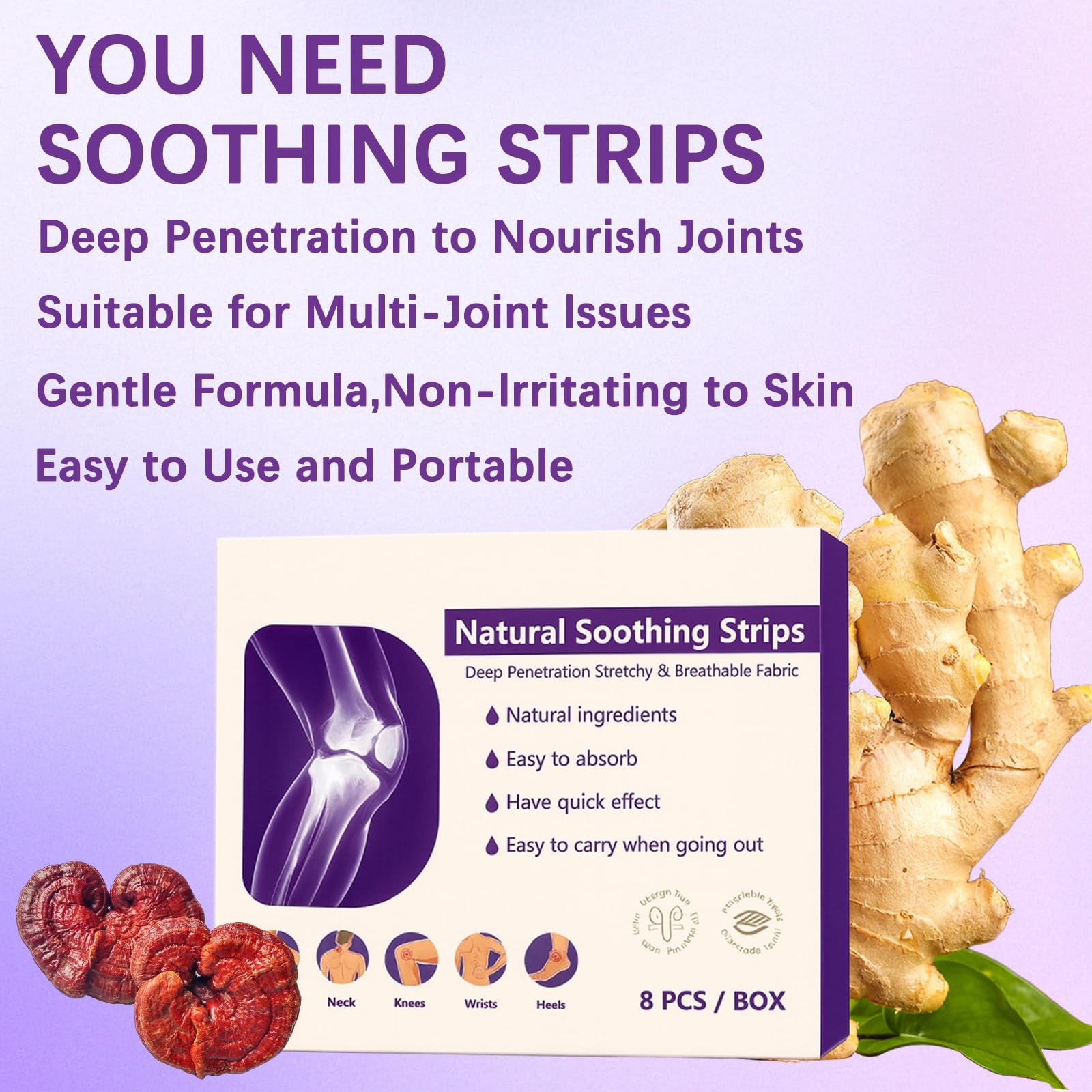 Soothing Joint Patches – Natural Herbal Comfort Pads for Knees, Shoulders, Back & Neck, Stretchy Breathable Fabric, Joint & Muscle Soreness, Long Lasting Soothing Strips, 8 Pcs/Box (2PCS) - TrustMedUSA