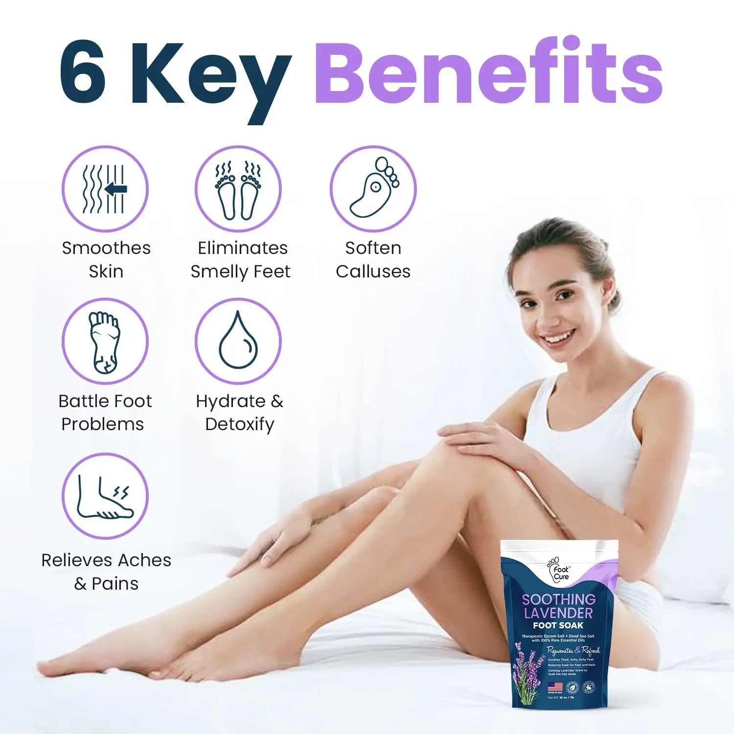 Soothing Lavender Foot Soak with Epsom Salt - Best Toenail Treatment, & Softens Calluses - TrustMedUSA