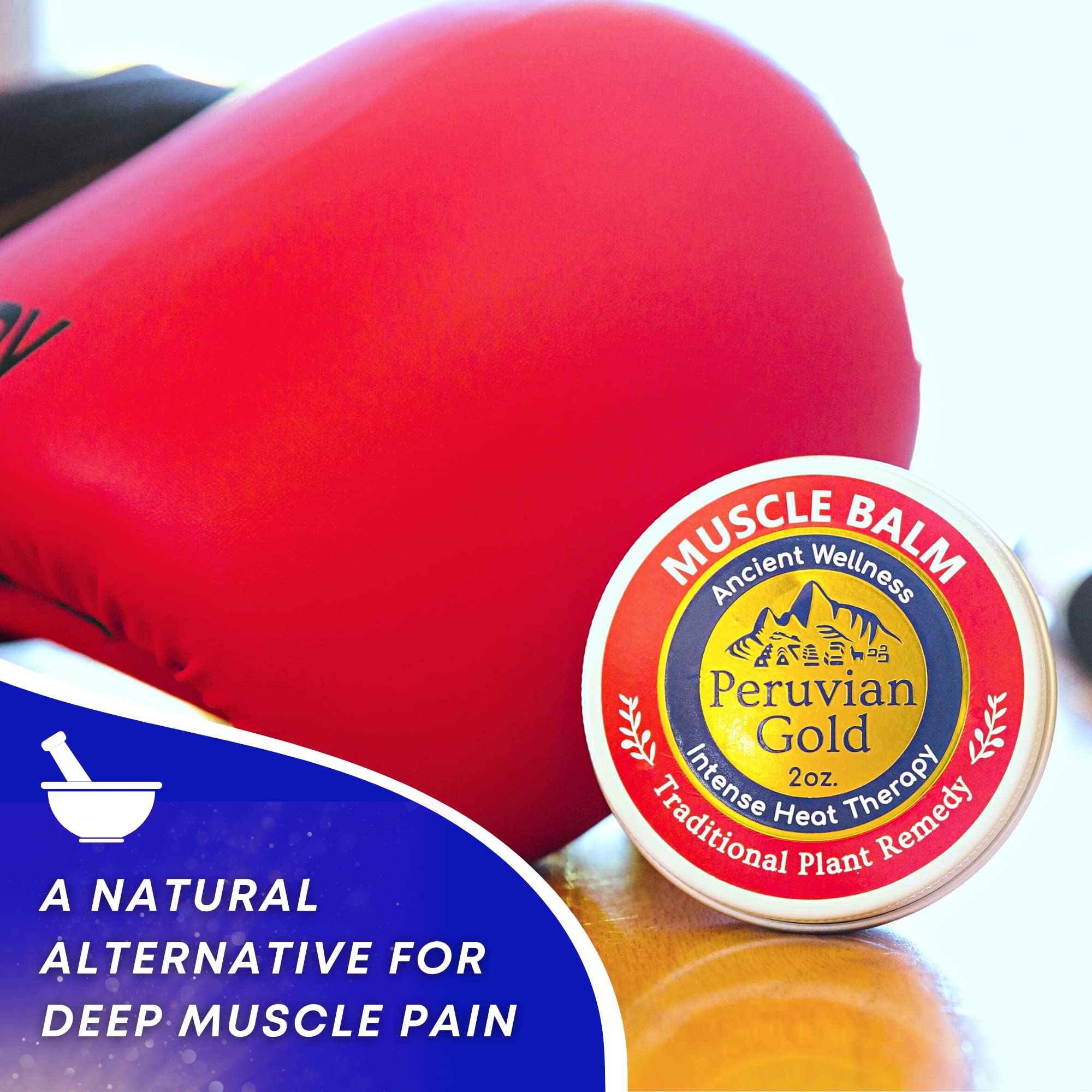Sore Muscle Balm - Peruvian Gold Intense Heat Therapy Muscle Rub. 500K Scoville Heat Units Melts Away Sore, Painful Muscles. 2oz - TrustMedUSA