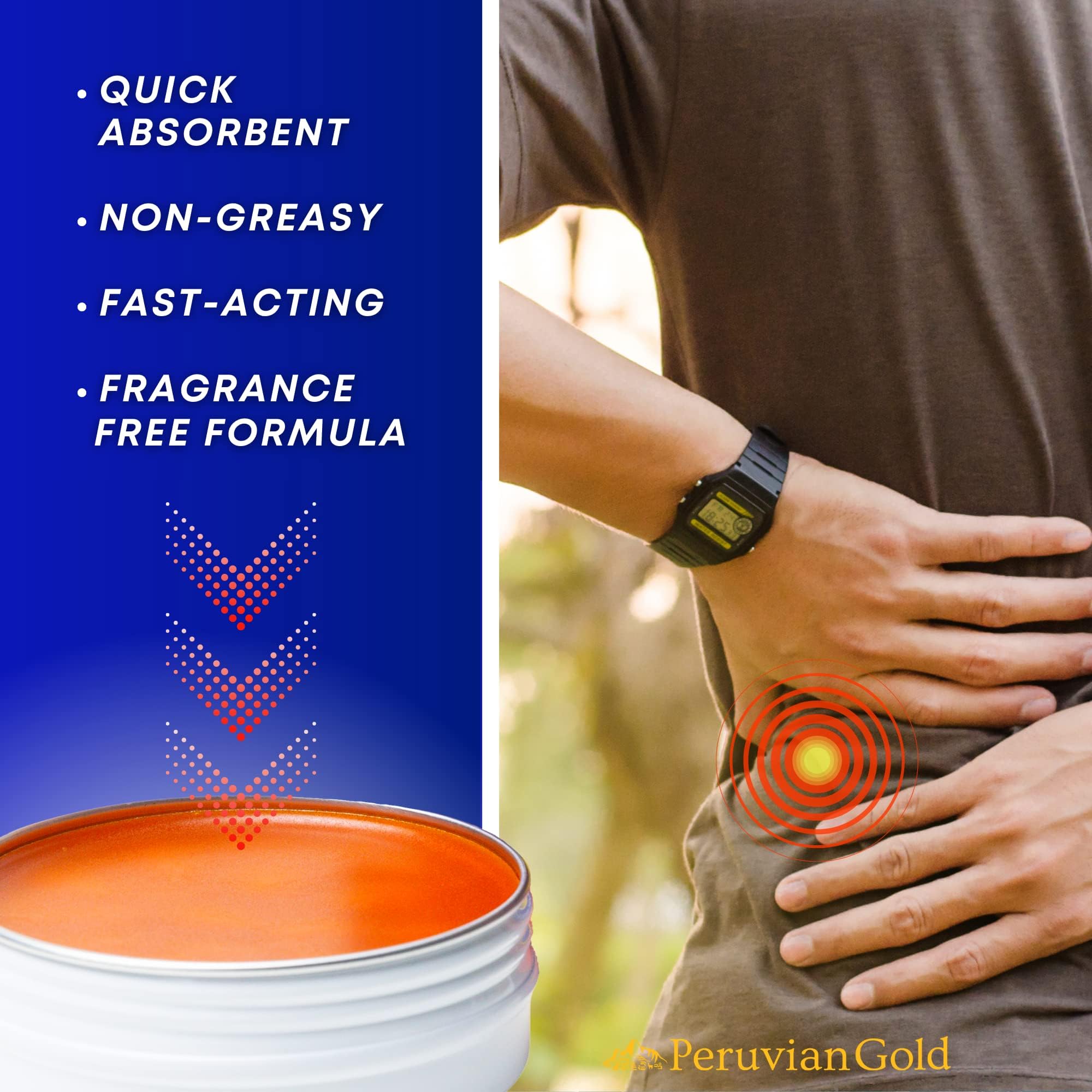 Sore Muscle Balm - Peruvian Gold Intense Heat Therapy Muscle Rub. 500K Scoville Heat Units Melts Away Sore, Painful Muscles. 2oz - TrustMedUSA