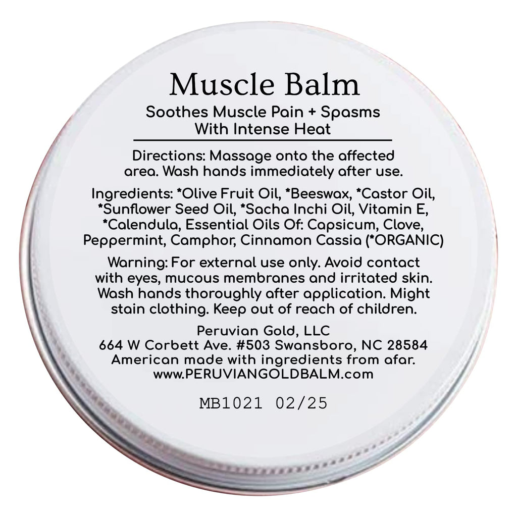 Sore Muscle Balm - Peruvian Gold Intense Heat Therapy Muscle Rub. 500K Scoville Heat Units Melts Away Sore, Painful Muscles. 2oz - TrustMedUSA
